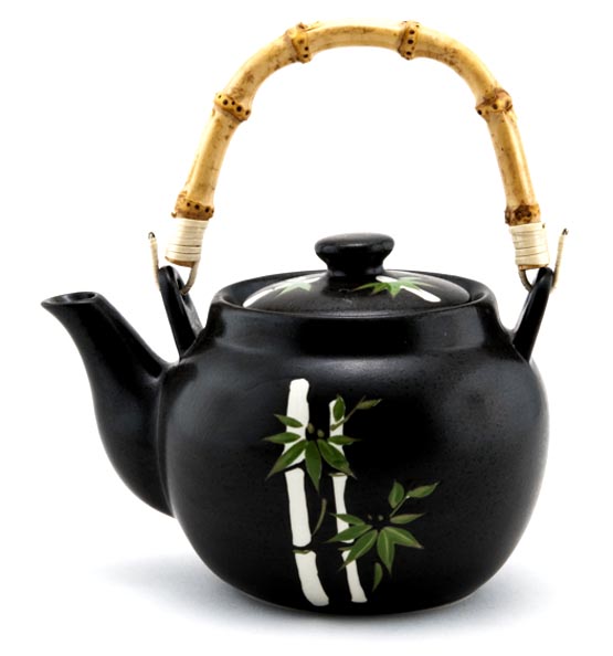 41030D Black Japanese-Style Tea Pot with Bamboo Design